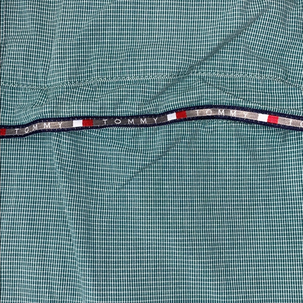 Vintage Tommy Hilfiger Button Front Short Sleeve Shirt Mens Large Blue/Green - Picture 3 of 8